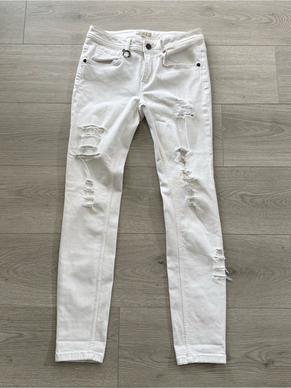 Burberry Brit Westbourne Destroyed White Skinny Ankle Jeans Size 26